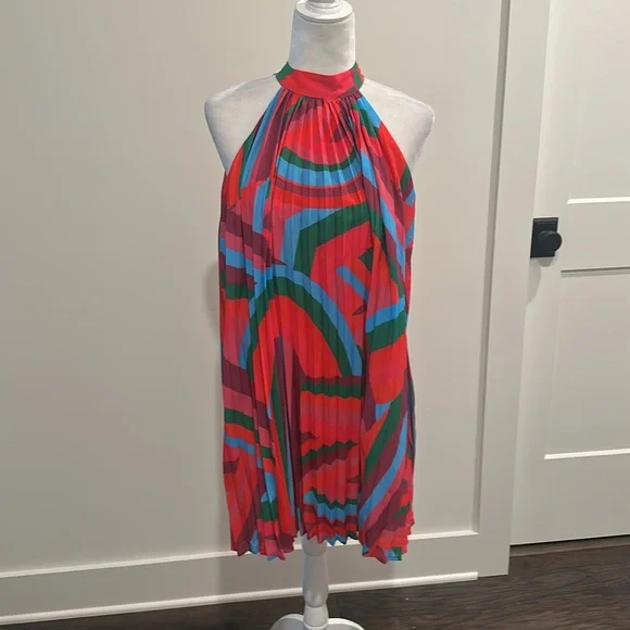 NWT Flying Tomato Halter Neck Pleated Swing Dress Sz M - Picture 5 of 12